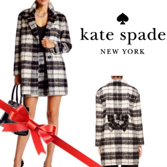 Kate Spade WOODLAND PLAID Check BOW Coat 4 6 - Picture 4 of 8